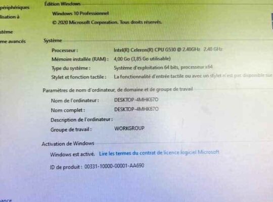 ORDINATEUR BUREAUTIQUE INTEL DUEL CORE